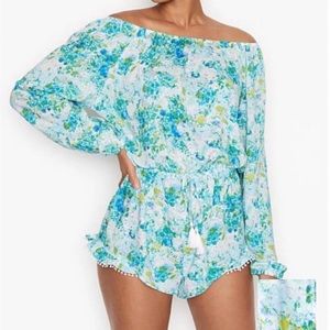 Victoria's Secret Floral Ruffle Long Sleeve Romper